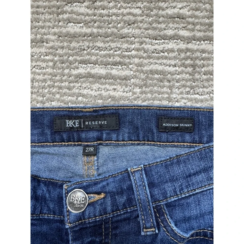 BKE Buckle Reserve Women's Addison  Skinny Blue Dark Wash Denim Jeans Size 27R‎ - Picture 3 of 9